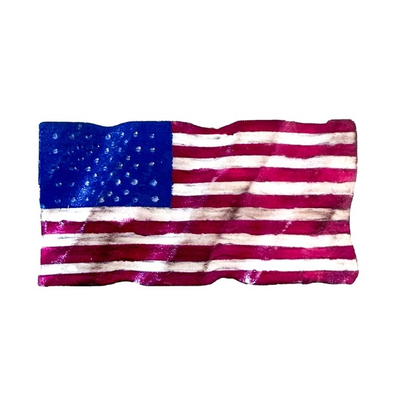 Hand Carved American Flag Magnet – Handmade Patriotic Decor - Picture 2 of 8